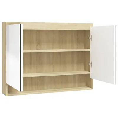Immagine prodotto di vidaXL Specchio per bagno 80x15x60 cm MDF bianco e rovere