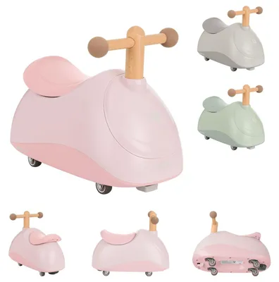 Produktbild von Kikkaboo Rutschfahrzeug Sizzy 4 Räder Griff aus Buchenholz ab 1 Jahr Kunststoff rosa