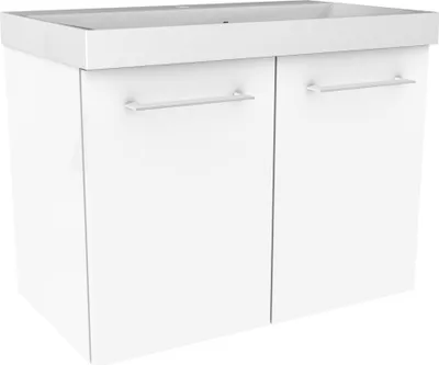 Produktbild von FACKELMANN Waschtischunterschrank LIMA / Badschrank mit Soft-Close-System / Maße (B x H x T): ca. 60 x 42 x 35 cm / hochwertiger Badezimmerschrank / Korpus: Weiß / Front: Weiß Hochglanz