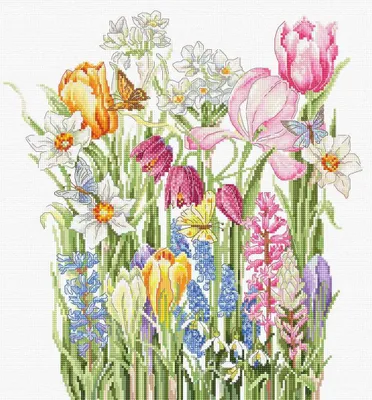 Zdjęcie produktu dla Zestaw do haftu krzyżykowego Luca-S "Marcowy bukiet", 28x30cm