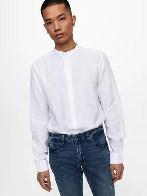 Produktbild von Only & Sons Hemd Slim Fit Freizeithemd Caiden Solid mit Maokragen und durchgehender Knopfleiste