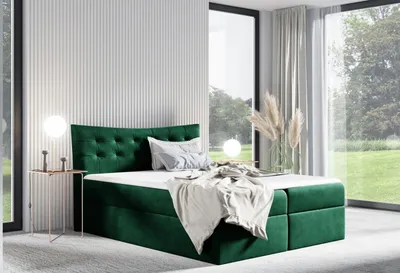 Produktbild von Polsterbett HILA – 160 x 200 cm, grün + GRATIS Matratzenauflage