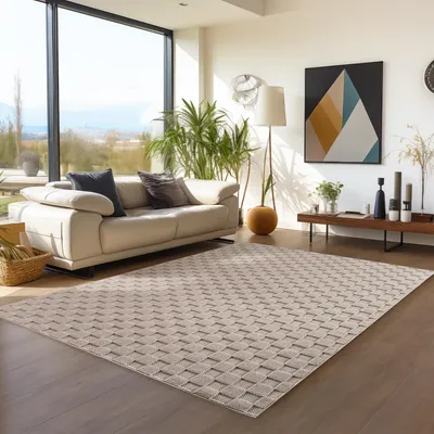 Produktbild von Teppium Teppich Wohnzimmer Bouclé Schlingenflor Skandi Stil Karo Design Robust Superweich für Schlafzimmer, Grösse: 160x230 cm