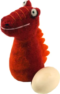 Produktbild von Filz Eierwärmer, Handgemachte Filzdekoration aus Nepal, Filztier - Drache, Rot, Filz,Wolle, 15*7*7 cm, Filz Eierwärmer