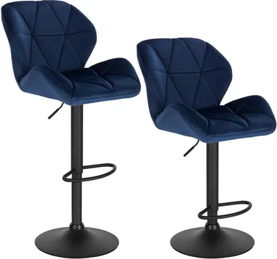 Produktbild von WOLTU 2er Set Barhocker, höhenverstellbar drehbar, Samt Stahl, Blau