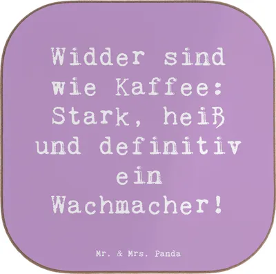 Produktbild von Mr. & Mrs. Panda Untersetzer für Gläser Spruch Widder Power - Lavendeltraum - Geschenk, gläseruntersetzer, Tischuntersetzer, Motivation, Sternzeichen, Tassenuntersetzer