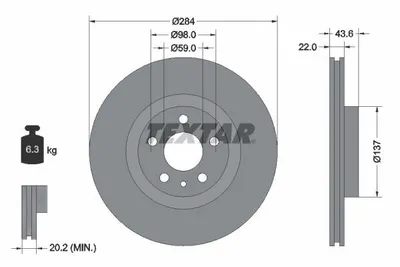 Produktbild von 2 Textar Bremsscheiben 284mm vorne für Alfa Romeo Fiat Lancia Opel