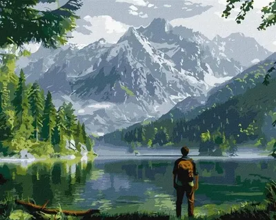 Image de Peinture par numéros - Paysage de montagne 40 x 50 cm - Ideyka