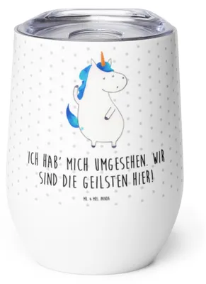 Produktbild von Mr. & Mrs. Panda thermosbecher Einhorn Mann - Weiß - Geschenk, Thermobecher, Einhörner, kaffee tasse, Unicorn, Familie, Isolierbecher, Thermo Becher, Freundin, Party