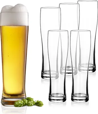 Produktbild von Weizenbierglas klar 6er Set klein - 300 ml - Bierglas 0,3 Liter spülmaschinenfest - Glas für Weizenbier Weißbier Hefeweizen Weißbierglas Weizenbierseidel