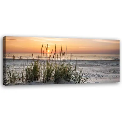 Produktbild von Leinwandbild Sonnenuntergang am Strand 90x30 Feeby Orange bild für die wand bereit zum aufhängen