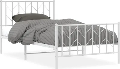 Produktbild von vidaXL Bettgestell mit Kopf- und Fußteil Metall Weiß 100x190 cm