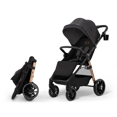 Zdjęcie produktu dla Kinderkraft GRANDE 2 – wózek spacerowy do 22 kg, duże koła z amortyzacją, składanie jedną ręką, pozycja leżąca, regulowana rączka, wózek miejski, czarny