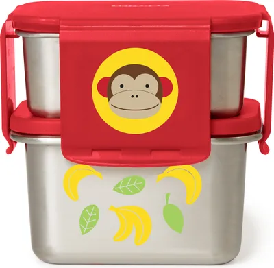 Obrázek produktu pro Skip Hop Zoo Stainless Steel Lunch Kit, Nádoba na oběd, Dětský, Modrá, Nerezová ocel, Obrázek, Obdélníkový