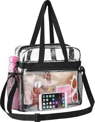 Immagine prodotto di Borsa sportiva trasparente - 30 x 15 x 30 cm - Borse e contenitori per il pranzo - Ideale per eventi sportivi, lavoro, concerti