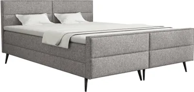 Produktbild von FEDVE Boxspringbett Doppelbett Bockau Schlafzimmer Bett Bonell-Matratze Topper 140x200 cm Hellgrau (Lux 5)