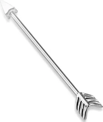 Produktbild von Autiga® Industrial Stab Piercing Ohr Stecker Straight Barbell Hantel Pfeil Arrow silber 38 mm