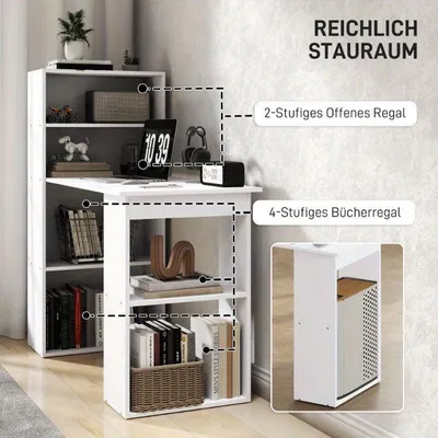 Imagen del producto de Escritorio compacto de 120x55 cm con superficie de trabajo blanca y estructura metálica
