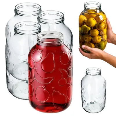 Produktbild von KADAX Weckgläser 5l, Einmachglas zum Einlegen, Einkochgläser für Schraubdeckel, Sturzglas, Marmeladenglas, Vorratsglas, Konservenglas, Rundgläser (Ohne Deckel, 4 Stück)