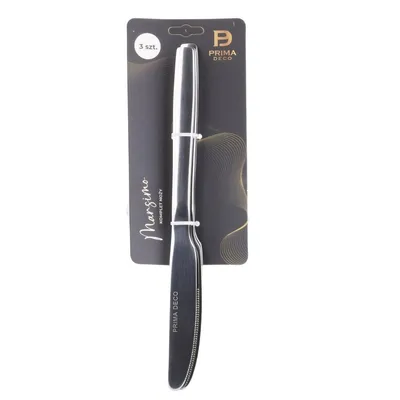 Produktbild von Prima Deco Marsimo Tafelmesser Set 3 Stück – Edelstahl Menümesser 22,5 cm, Besteckmesser mit Wellenschliff, Silber, Spülmaschinengeeignet