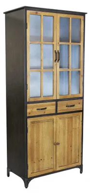 Immagine prodotto di Mobile credenza in legno e acciaio con ante e ripiani per organizzazione 78,5x41,5xH175 cm