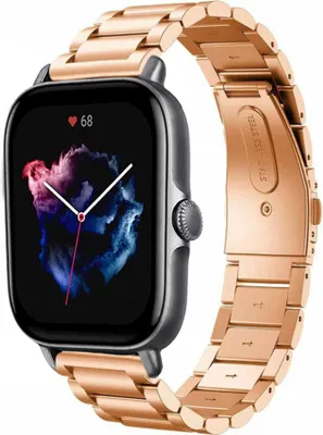 Produktbild von Strap-it Stahlarmband - Kompatibel mit Amazfit GTS 3 Armband Ersatzarmband Edelstahl - Gliederarmband mit Faltschließe - Hochwertiges Material - für Smartwatch 20mm Armband Rosa Gold