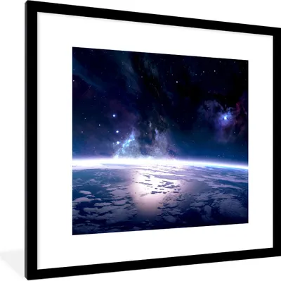 Produktbild von MuchoWow® Gerahmtes Poster Erde - Sterne - Weltraum 40x40 cm - Poster mit Schwarzem Bilderrahmen Wandposter Rahmen Foto Bilder - Poster - Plakat im Rahmen