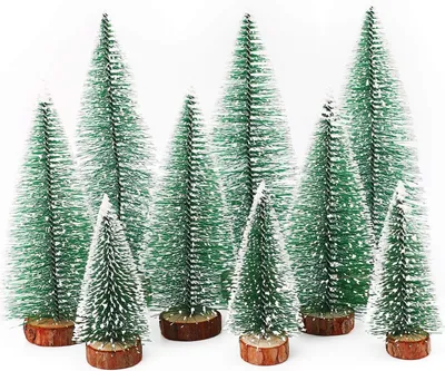 Produktbild von Mini Weihnachtsbaum Künstlicher – 9 Stück, Tischdeko mit Schnee-Effekt, Grün, Klein