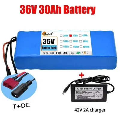 Obrázok produktu pre 36V 30Ah lítiovo-iónová batéria – 10S2P batériový balík – 1000W vysokovýkonná – vysoká kapacita – pre elektrické skútre/motocykle – 186x66x38 mm – T-DC
