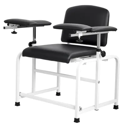 Image de SucceBuy : Chaise médicale pour prélèvements sanguins, capable de supporter un poids de 340 kg, avec une structure en acier robuste, des accoudoirs réglables, un siège rembourré en similiCuir synthétique, idéale pour les hôpitaux, les cliniques et les établissements de soins
