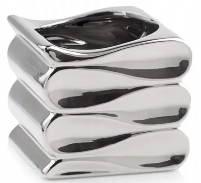 Produktbild von Glamour-Blumentopfdeckel aus silberner Keramik 15 cm