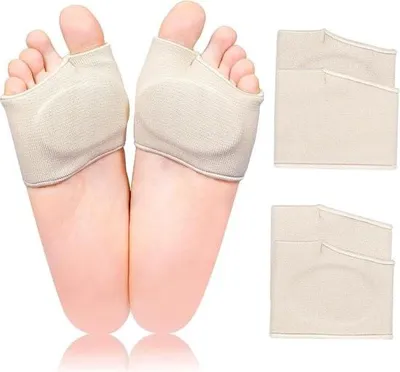 Image de Coussinets métatarsiens avec rembourrage en gel pour femmes et hommes - soulagement de la métatarsalgie de Morton-Neurom - 2 paires, beige - taille M.