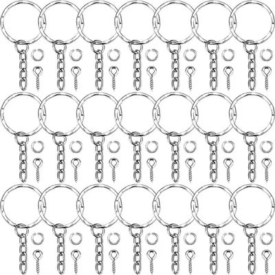 Produktbild von Schlüsselanhänger-Set, 50 Schlüsselanhänger mit Kette und 50 Biegeringe, für die Schlüsselanhängerherstellung und zum Basteln