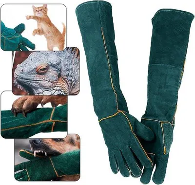 Produktbild von Tierarzt Handschuhe - Handschuhe für Tierschutz - 60cm - Bissfest - Kratzerfest - Langlebig - für Hund, Katze, Vogel, Schlange, Papagei, Echse, Wildtiere - Dicke Handschuhe