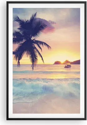 Produktbild von Gerahmtes Poster - Schwarzer Rahmen - Meer Strand Palme - 61x91,5 cm - Wand Bild - Wanddeko - Wandbilder - Kunstposter - Wandposter - Bilderrahmen - Bilder - Kunstdruck - Wandbild - P2BPA61x91-3992
