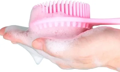 Produktbild von Lange Körperbürste für Dusche, Bad und Peeling - Doppelseitige Bürste für effektive Reinigung