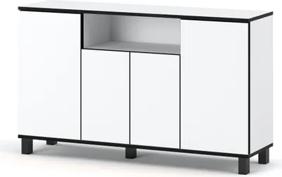 Zdjęcie produktu dla Komoda Biała 140Cm Bruno Pojemna Nowoczesna Szafka Rtv Salon Sypialnia