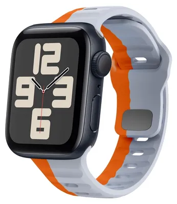 Image de Bracelet en silicone pour Apple Watch SE 2023 40 mm, motif ondulé, orange / gris