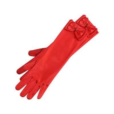 Produktbild von 1 Paar Handschuhe, Kinder-Prinzessinnenrock-Accessoires, bunte Schmetterlings-Schleifenhandschuhe für Bühnenauftritte und Partys, Rot, Einheitsgröße