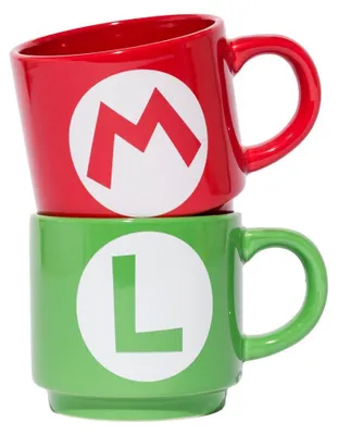Produktbild von Pyramid International Set aus 2 stapelbaren Keramiktassen Super Mario Bros Mario und Luigi Initialen