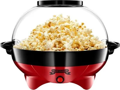 Productafbeelding van Famanu popcornmachine, rond - 800W, inhoud 5 liter, met antiaanbaklaag, afneembare bakplaat