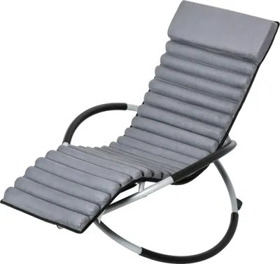 Produktbild von Schaukelstuhlergonomischer2In1Schwingsesselgartenstuhschaukelliegemetalltextelinekugelförmigdunkelgrau145X74X86Cm