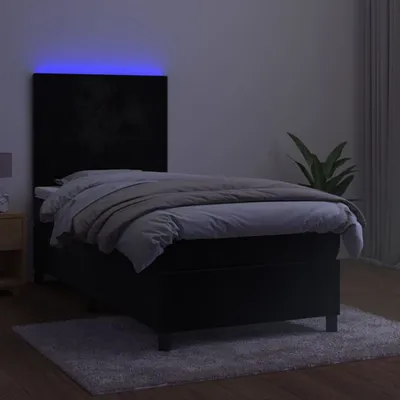 Produktbild von Boxspringbett mit Matratze & LED Schwarz 90x200 cm Samt