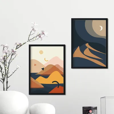 2 abstrakte Landschaftsposter, A3 (29,7x42 cm), Kunstdrucke