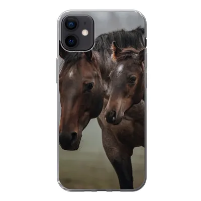 Produktbild von MuchoWow® Handyhülle Schutzhülle Hülle für iPhone 12 mini Pferde - Nebel - Landschaft Silikon Softcase Handy Hülle - Bild