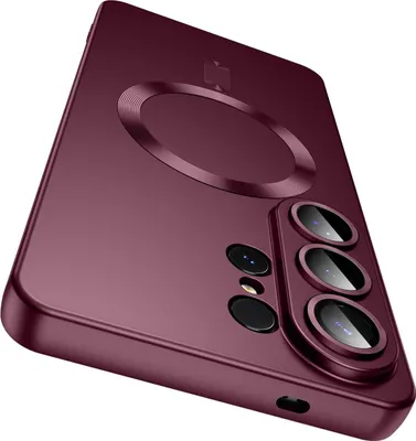 Immagine prodotto di Custodia magnetica per Samsung Galaxy S26 Ultra Custodia in silicone opaco con protezione per l'obiettivo della fotocamera, compatibile con MagSafe Rosso