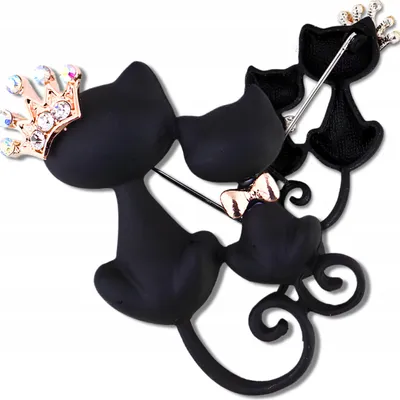 Immagine prodotto di Doppia spilla con gatti neri, lega per gioielli, 2,5x4 cm