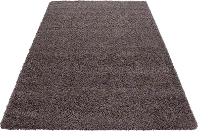 Produktbild von Teppich Wohnzimmer Hochflor Einfarbiges Design Langflor Shaggy Modern Flauschig, Größe: 80 x 150 cm, Farbe: Taupe