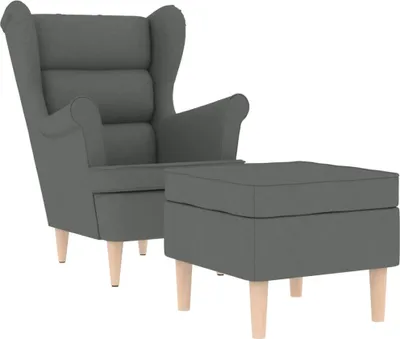Produktbild von vidaXL Sessel mit Fußhocker Dunkelgrau Stoff
