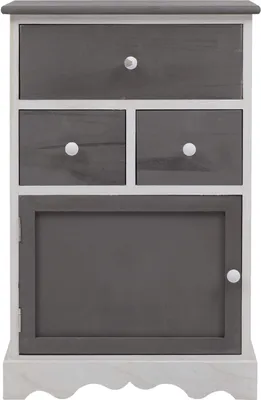 Produktbild von Rebecca Mobili Kommode, 3 Schubladen und 1 Tür aus Holz, grau und weiß